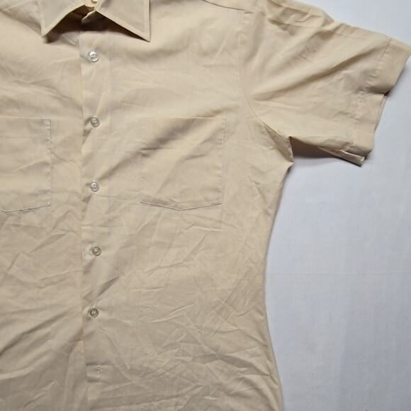 Vintage Sears Perma Prest Beige Short Sleeve Shirt 14 1/2 Men's Small Button Up - Picture 3 of 10